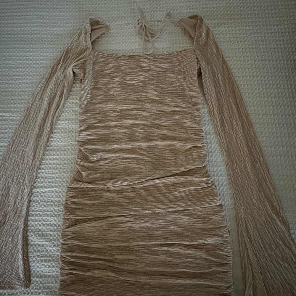Lucy in the Sky Shimmering gold/tan Mini Dress
